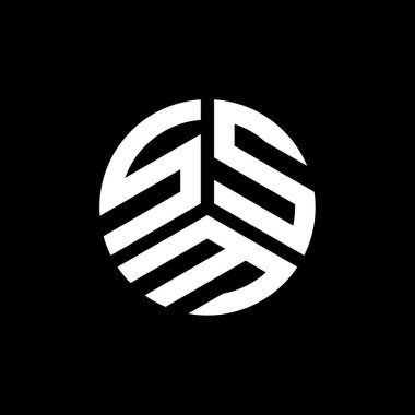 Siyah arkaplanda SSM harf logosu tasarımı. SSM yaratıcı harflerin baş harfleri logo kavramı. SSM harf tasarımı.