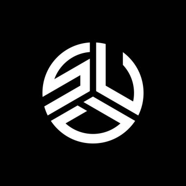Siyah arka planda SUD harf logosu tasarımı. SUD yaratıcı harflerin baş harfleri logo kavramı. SUD harf tasarımı.