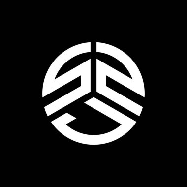 Siyah arkaplanda SZJ harf logosu tasarımı. SZJ yaratıcı harflerin baş harfleri logo kavramı. SZJ harf tasarımı.