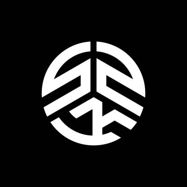 Siyah arkaplanda SZK harf logosu tasarımı. SZK yaratıcı harflerin baş harfleri logo kavramı. SZK harf tasarımı.