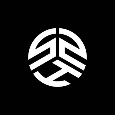 Siyah arkaplanda SZH harf logosu tasarımı. SZH yaratıcı harflerin baş harfleri logo kavramı. SZH harf tasarımı.
