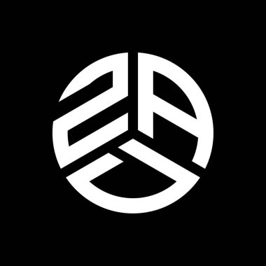 Siyah arkaplan üzerine ZAD harfi logo tasarımı. ZAD yaratıcı harflerin baş harfleri logo kavramı. ZAD harf tasarımı.