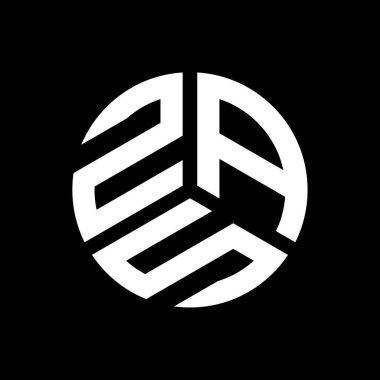 Siyah arka planda ZAS harf logosu tasarımı. ZAS yaratıcı harflerin baş harfleri logo kavramı. ZAS harf tasarımı.