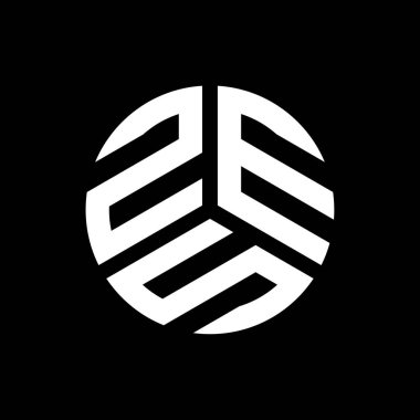 Siyah arka planda ZES harfi logo tasarımı. ZES yaratıcı harflerin baş harfleri logo kavramı. ZES harf tasarımı.