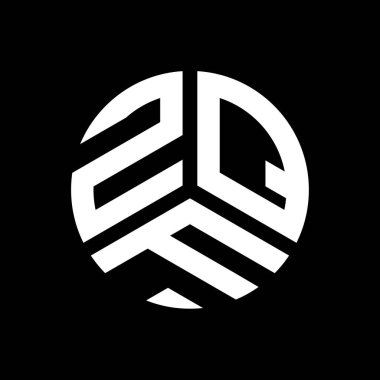Siyah arkaplanda ZQF harf logosu tasarımı. ZQF yaratıcı harflerin baş harfleri logo kavramı. ZQF harf tasarımı.