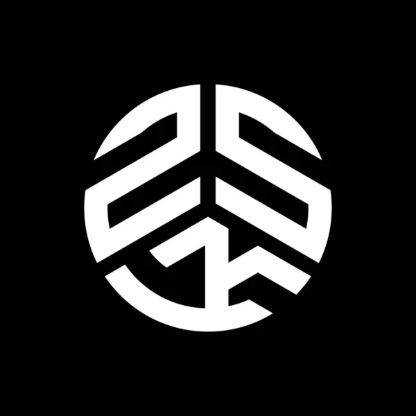 Siyah Arkaplanda Zsk Harf Logosu Tasarımı Zsk Yaratıcı Harflerin Baş — Stok Vektör