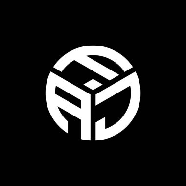 Siyah arka planda FAJ harf logosu tasarımı. FAJ yaratıcı harflerin baş harfleri logo kavramı. FAJ harf tasarımı.