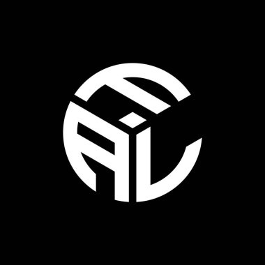 Siyah arka planda FAL harf logosu tasarımı. FAL yaratıcı harfler logosu konsepti. FAL harf tasarımı.