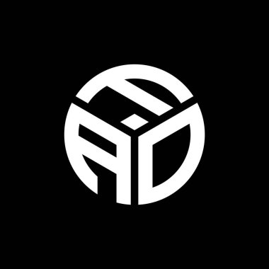 Siyah arka planda FAO harf logosu tasarımı. FAO yaratıcı harf logosu konsepti. FAO harf tasarımı.