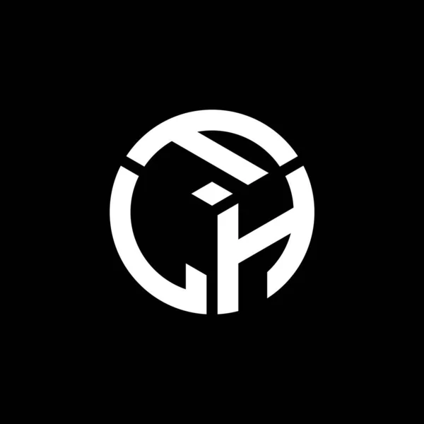 Flh Γράμμα Σχέδιο Λογότυπο Μαύρο Φόντο Flh Δημιουργική Αρχικά Γράμμα — Διανυσματικό Αρχείο
