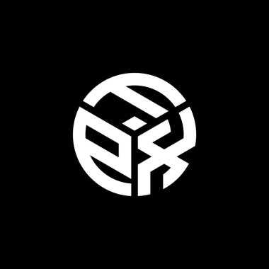 Siyah arkaplanda FPX harf logosu tasarımı. FPX yaratıcı harflerin baş harfleri logo kavramı. FPX harf tasarımı.