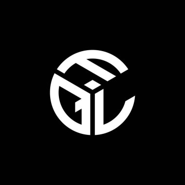 Siyah arkaplanda FQL harf logosu tasarımı. FQL yaratıcı harflerin baş harfleri logo kavramı. FQL harf tasarımı.