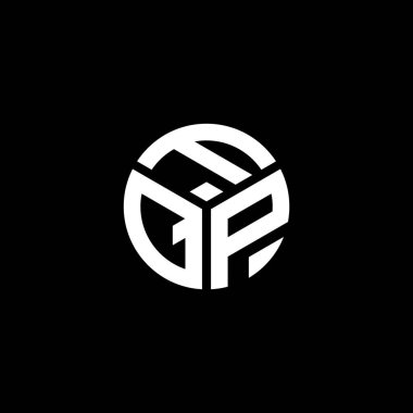 Siyah arkaplanda FQP harf logosu tasarımı. FQP yaratıcı harflerin baş harfleri logo kavramı. FQP harf tasarımı.
