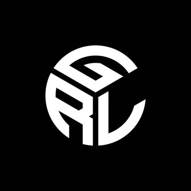 Siyah arkaplanda GRL harf logosu tasarımı. GRL yaratıcı harflerin baş harfleri logo kavramı. GRL harf tasarımı.