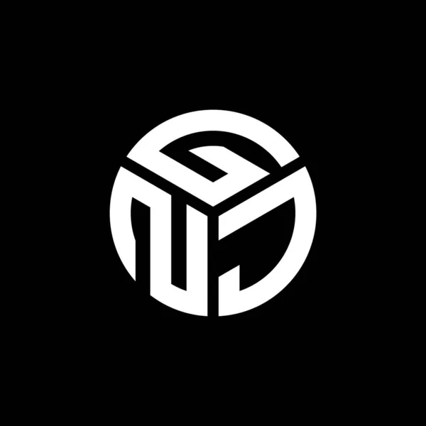 Logo Gnj Sfondo Nero Gnj Creativo Iniziali Lettera Logo Concetto — Vettoriale Stock