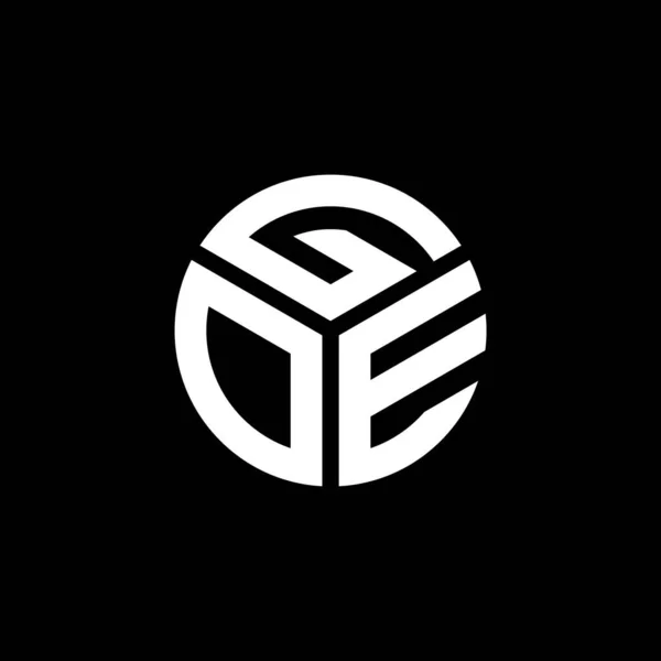 Goe Design Logotipo Carta Fundo Preto Goe Iniciais Criativas Conceito — Vetor de Stock