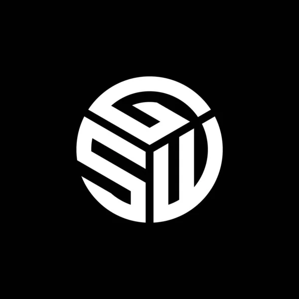 Diseño Del Logotipo Letra Gsw Sobre Fondo Negro Gsw Iniciales — Archivo Imágenes Vectoriales