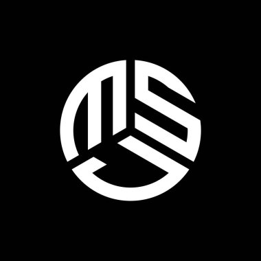 Siyah arka planda MSJ harf logosu tasarımı. MSJ yaratıcı harflerin baş harfleri logo kavramı. MSJ harf tasarımı.