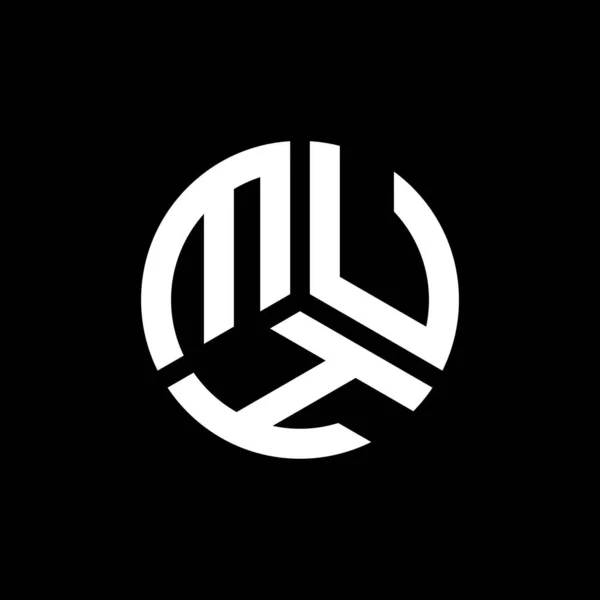 Diseño Del Logotipo Letra Muh Sobre Fondo Negro Muh Iniciales — Vector de stock