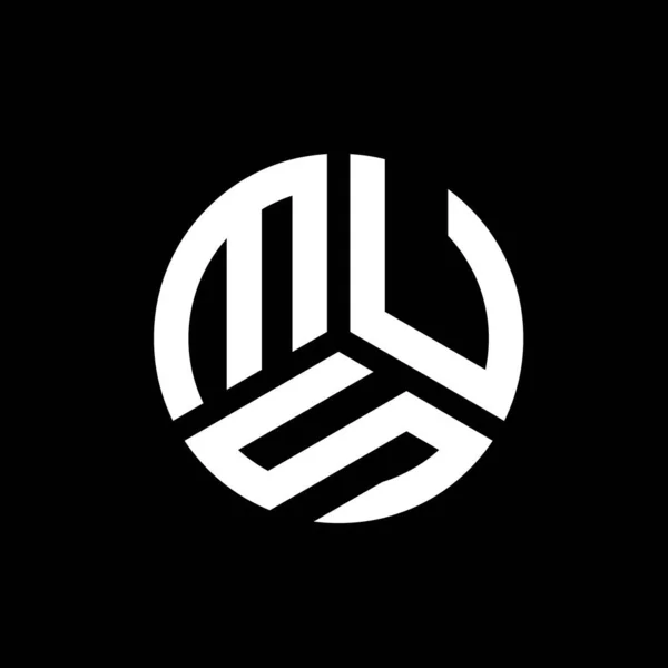Diseño Del Logotipo Carta Mus Sobre Fondo Negro Mus Iniciales — Vector de stock