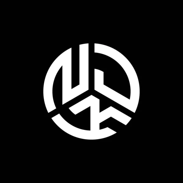 Njk Design Logotipo Carta Fundo Preto Njk Iniciais Criativas Conceito — Vetor de Stock