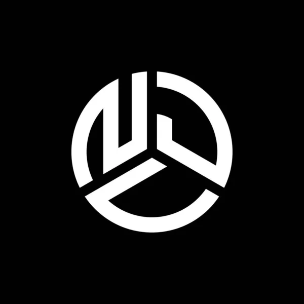 Nju Lettre Logo Design Sur Fond Noir Nju Initiales Créatives — Image vectorielle