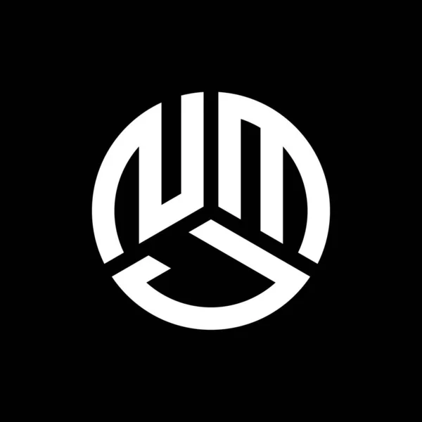黒の背景にNmj文字のロゴデザイン Nmjクリエイティブイニシャルレターロゴコンセプト Nmjの手紙のデザイン — ストックベクタ