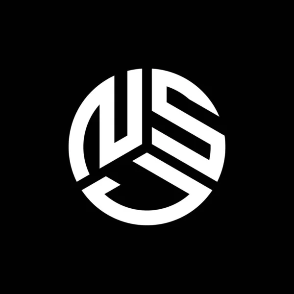 Diseño Del Logotipo Letra Nsj Sobre Fondo Negro Nsj Iniciales — Vector de stock