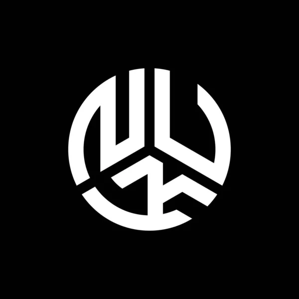Nuk Design Logotipo Carta Fundo Preto Nuk Iniciais Criativas Conceito —  Vetores de Stock