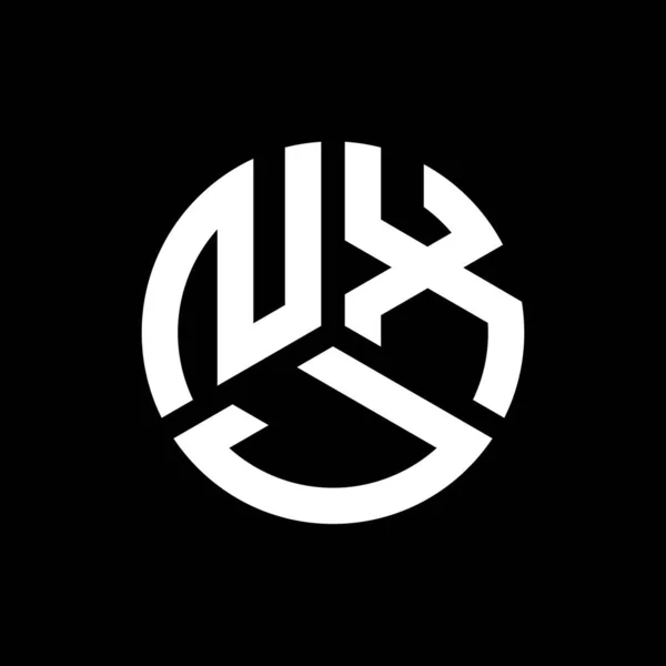 Siyah Arka Planda Nxj Harf Logosu Tasarımı Nxj Yaratıcı Harflerin — Stok Vektör