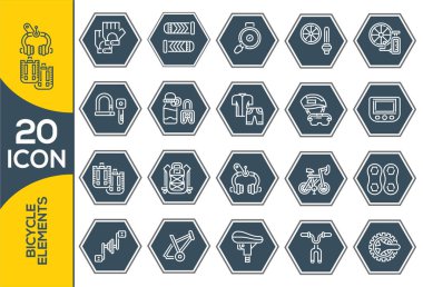 Bisiklet ikonu seti. Işınlama simgeleri koleksiyonundan farklı stillerde dört element. Çizgi sanat bisikleti, 