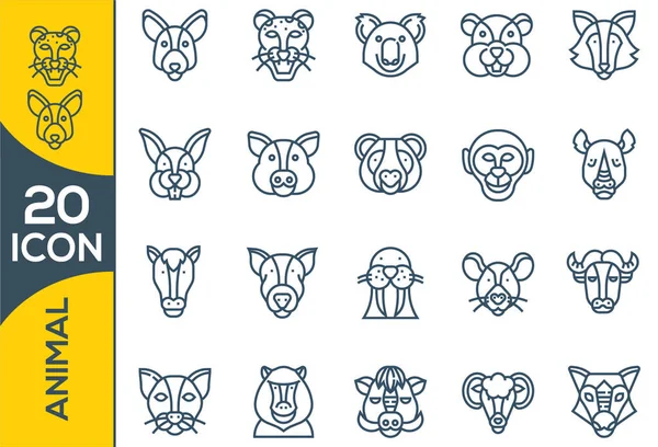 Colección Iconos Línea Delgada Que Representan Animales Mascotas Atención Veterinaria — Vector de stock