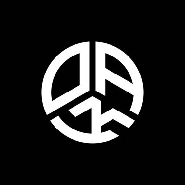 Siyah arka planda OAK mektup logosu tasarımı. OAK yaratıcı harf logosu konsepti. OAK mektup tasarımı.