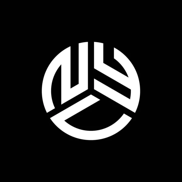 Diseño Del Logotipo Letra Nyu Sobre Fondo Negro Nyu Iniciales — Vector de stock