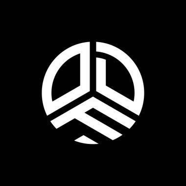 Siyah arka planda ODF harf logosu tasarımı. ODF yaratıcı harflerin baş harfleri logo kavramı. ODF harf tasarımı.