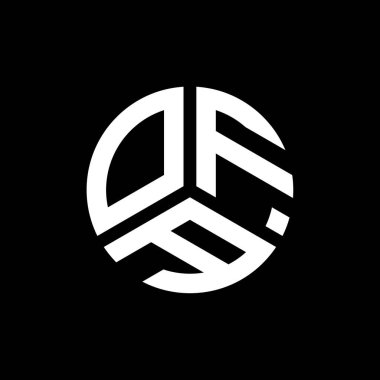 Siyah arka planda OFA harf logosu tasarımı. OFA yaratıcı harflerin baş harfleri logo kavramı. OFA harf tasarımı.