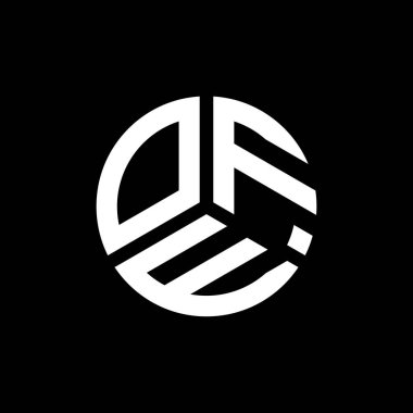 OFE harfi logo tasarımı siyah arka planda. OFE yaratıcı harflerin baş harfleri logo kavramı. OFE harf tasarımı.