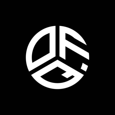 Siyah arka planda OFQ harf logosu tasarımı. OFQ yaratıcı harflerin baş harfleri logo kavramı. OFQ harf tasarımı.