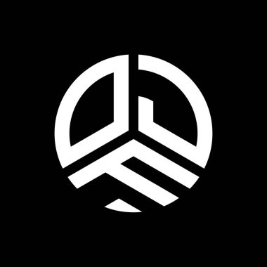Siyah arka planda OJF harf logosu tasarımı. OJF yaratıcı harflerin baş harfleri logo kavramı. OJF harf tasarımı.