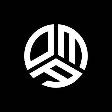 Siyah arka planda OMA harf logosu tasarımı. OMA yaratıcı harflerin baş harfleri logo kavramı. OMA harf tasarımı.