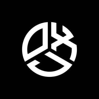 Siyah arka planda OXJ harf logosu tasarımı. OXJ yaratıcı harflerin baş harfleri logo kavramı. OXJ harf tasarımı.
