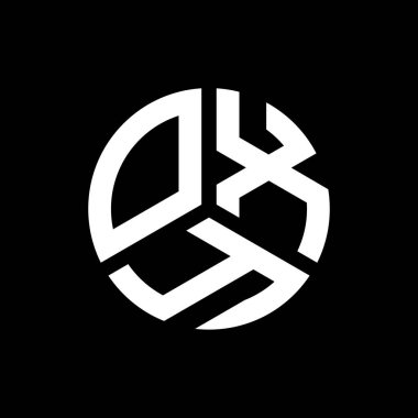 Siyah arkaplanda OXY harf logosu tasarımı. OXY yaratıcı harflerin baş harfleri logo kavramı. OXY harf tasarımı.