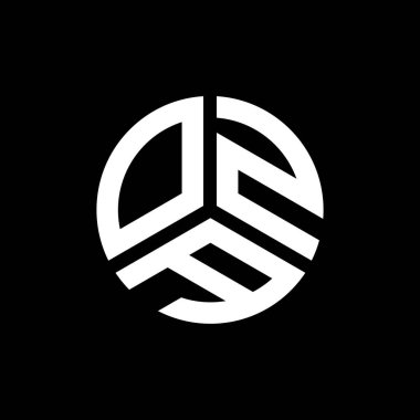 Siyah arka planda OZA harf logosu tasarımı. OZA yaratıcı harflerin baş harfleri logo kavramı. OZA harf tasarımı.