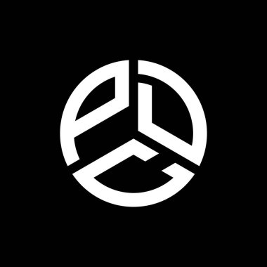 Siyah arka planda PDC harf logosu tasarımı. PDC yaratıcı harflerin baş harfleri logo kavramı. PDC harf tasarımı.