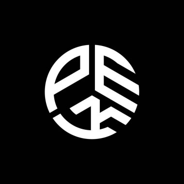 Siyah arka planda PEK harf logosu tasarımı. PEK yaratıcı harflerin baş harfleri logo kavramı. PEK harf tasarımı.
