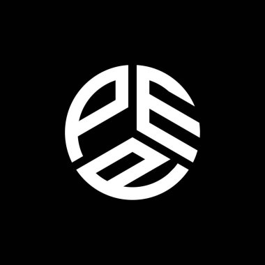 Siyah arka planda PEP harf logosu tasarımı. PEP yaratıcı harflerin baş harfleri logo kavramı. PEP harf tasarımı.