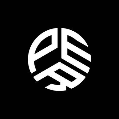 Siyah arka planda PER harf logosu tasarımı. Yaratıcı harflerin baş harfleri logo konsepti. Her harf tasarımı.