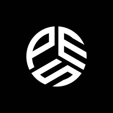 Siyah arka planda PES harfli logo tasarımı. PES yaratıcı harfler logosu konsepti. PES harf tasarımı.