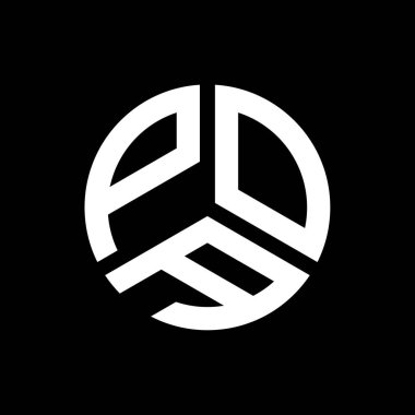 Siyah arka planda POA mektup logosu tasarımı. POA yaratıcı harflerin baş harfleri logo kavramı. POA mektup tasarımı.