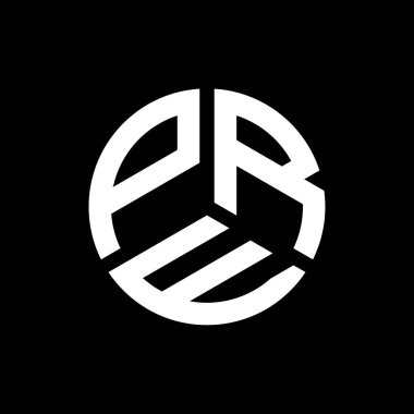 Siyah arka planda PRE harf logosu tasarımı. PRE yaratıcı harflerin baş harfleri logo kavramı. PRE harf tasarımı.